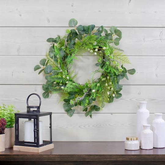 21" Green Eucalyptus & Foliage Springtime Floral Wreath